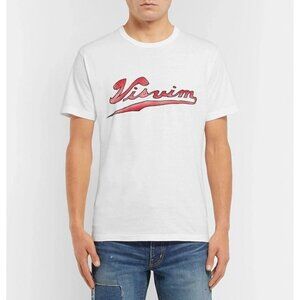 Visvim Logo-Print Cotton-Jersey T-Shirt Size M White Red Mens NWT